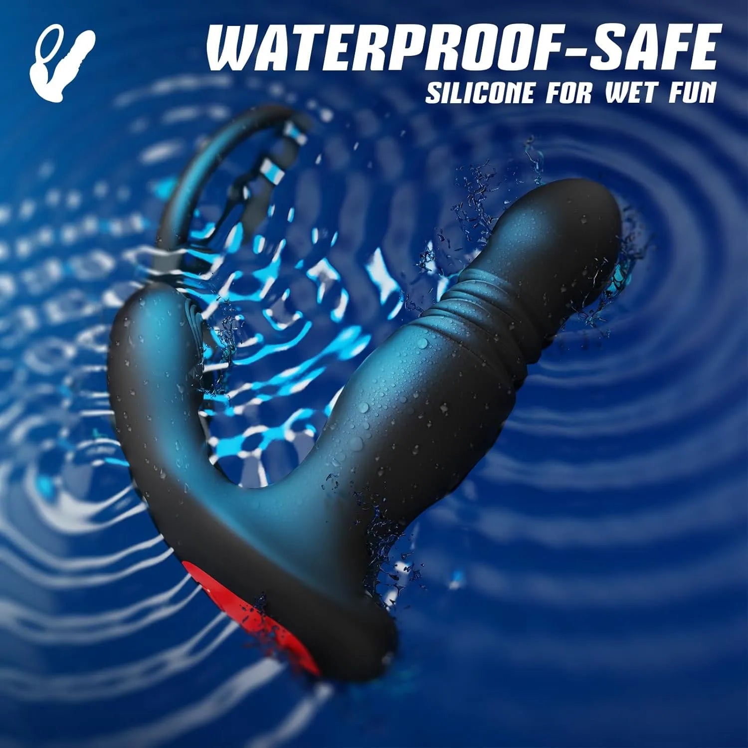 Remote Control 7 Modes Vibrating Butt Plug Thrust Prostate Massager with Penis Ring