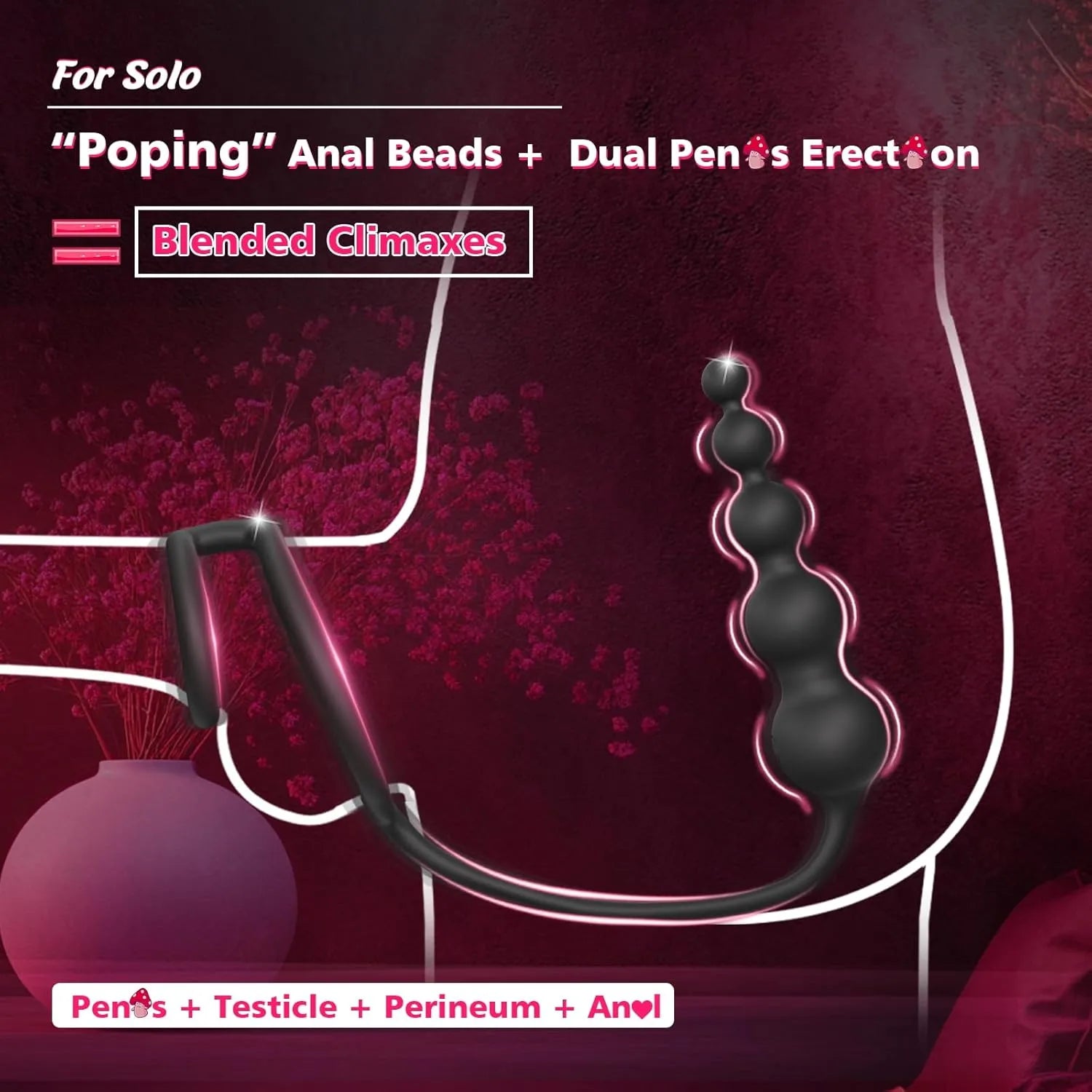 9-mode remote control APP prostate massager penis ring vibrator anal plug pull beads