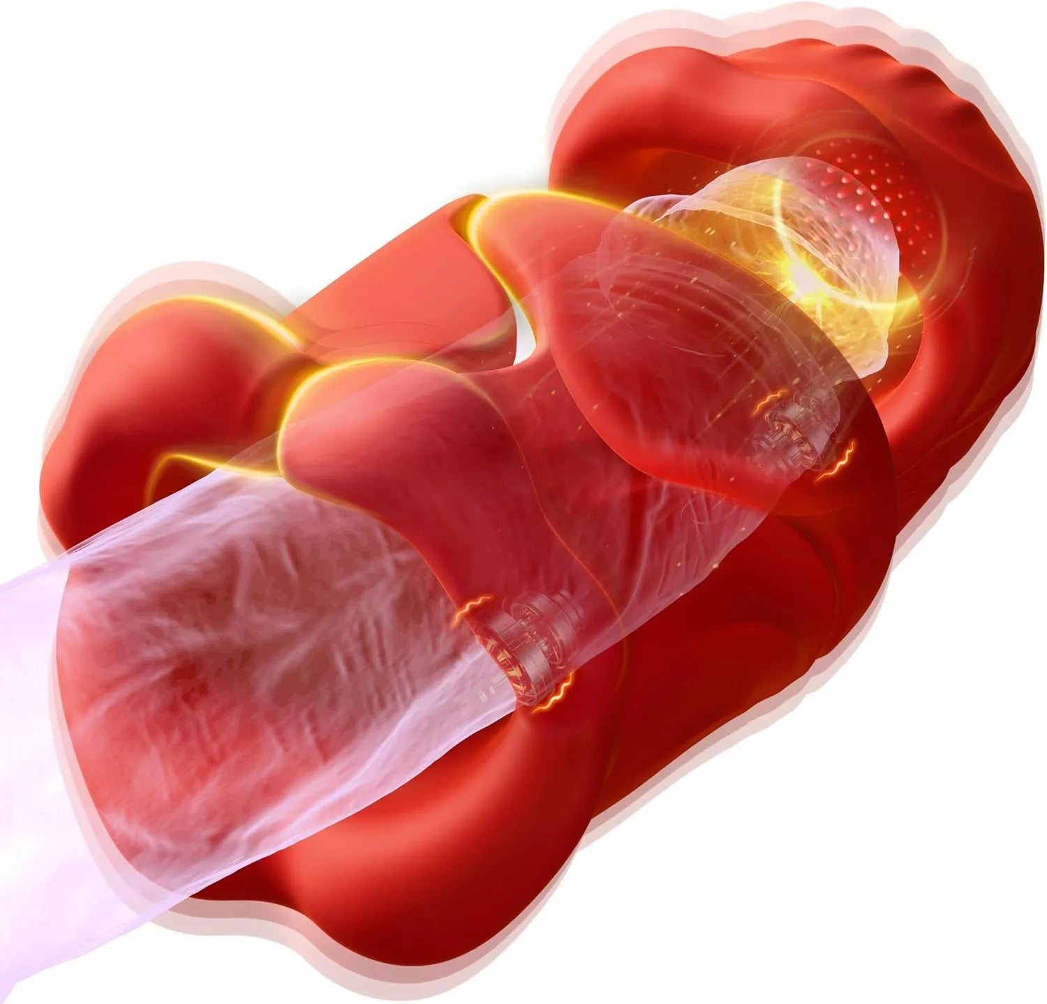 Men's double lip grip 9 modes, 360° surround oral sex penis vibrator