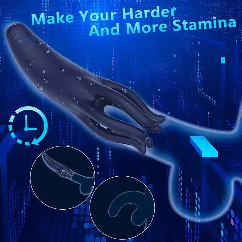 10 Vibration Modes Penis Head Stimulation Vibrator with Tentacle Massage Particles