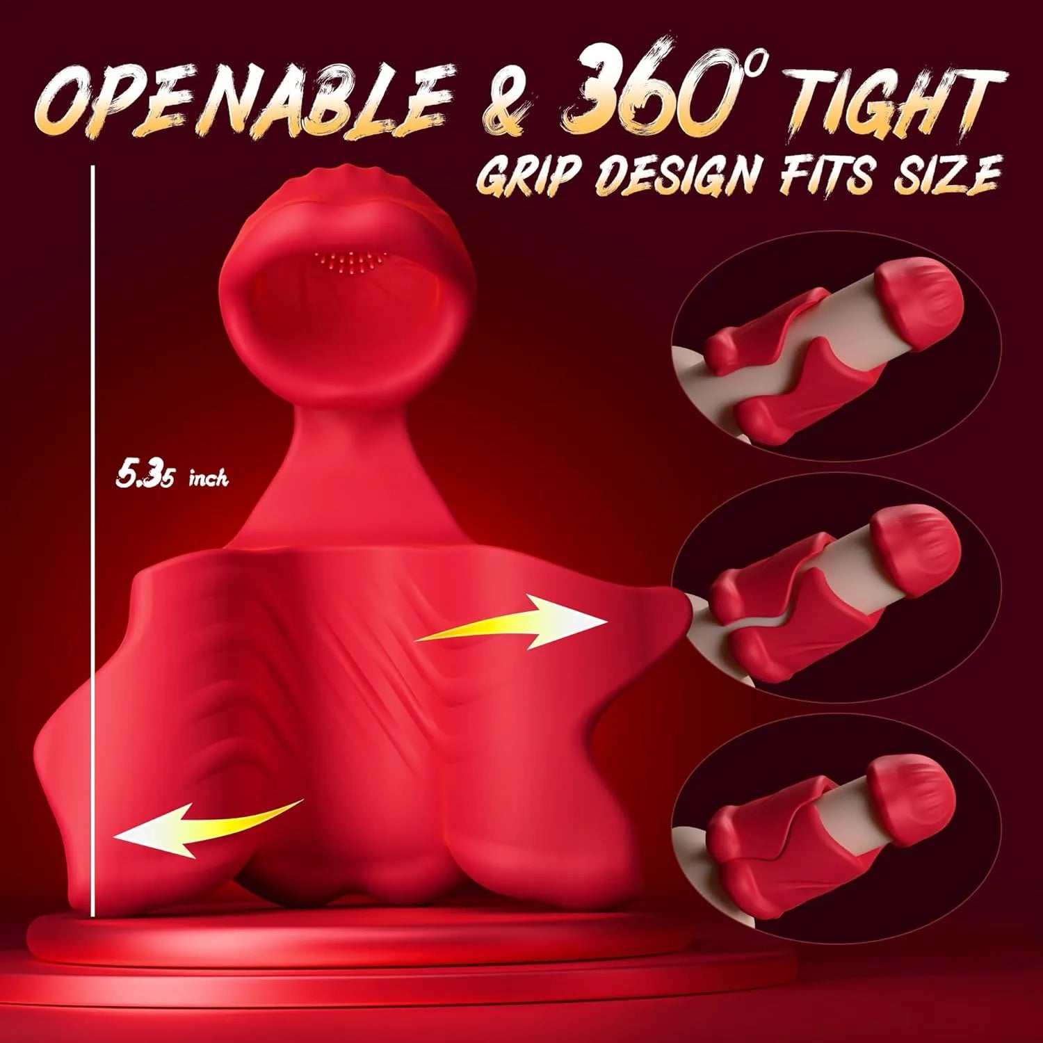 Men's double lip grip 9 modes, 360° surround oral sex penis vibrator