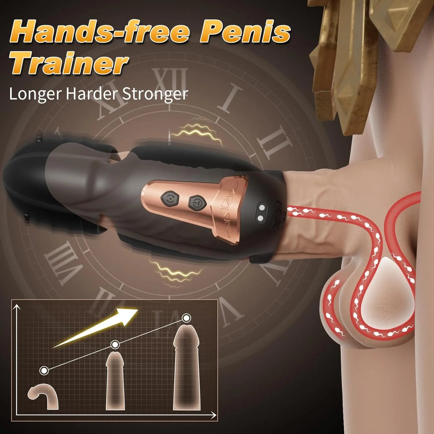APP-controlled ring-type male penis vibrator with 10 vibration modes and 360° rotating glans training.